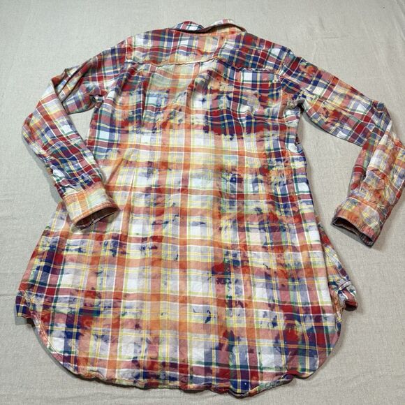 A Rare Bird Pearl Snap Plaid Shirt Dress Sz Small Rhinestone Embellished Button - Picture 3 of 6